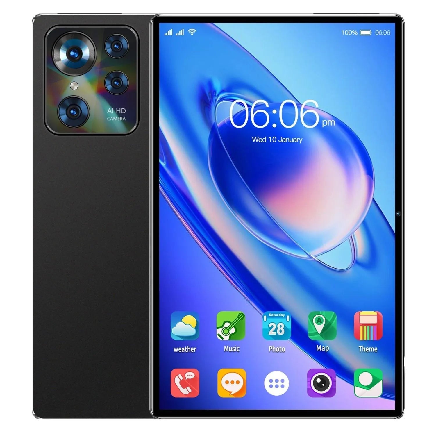 10-inch Tablet PC Smart Call Google Edition with 10.1-inch screen, available in black, blue, gold, and silver gray