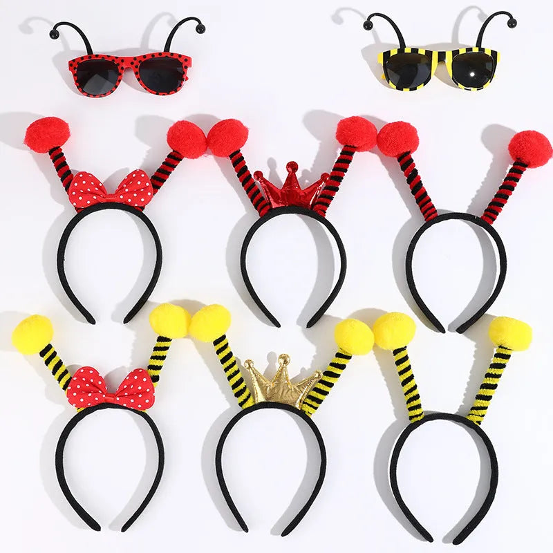 Yellow and black bees costume headband and glasses set for children's fancy dress