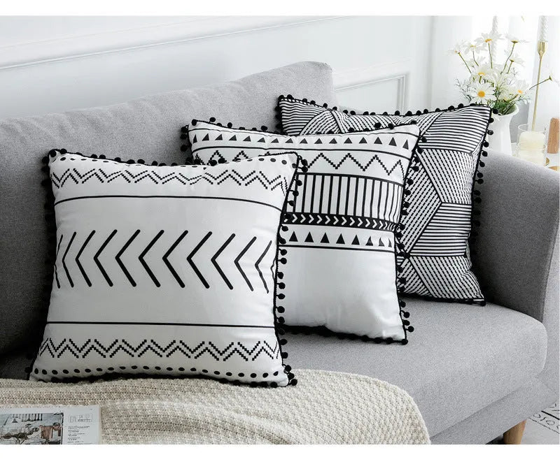 Bohemian national throw pillow pillowcase in light gray, 30x50cm, polyester fibre, for living room decor