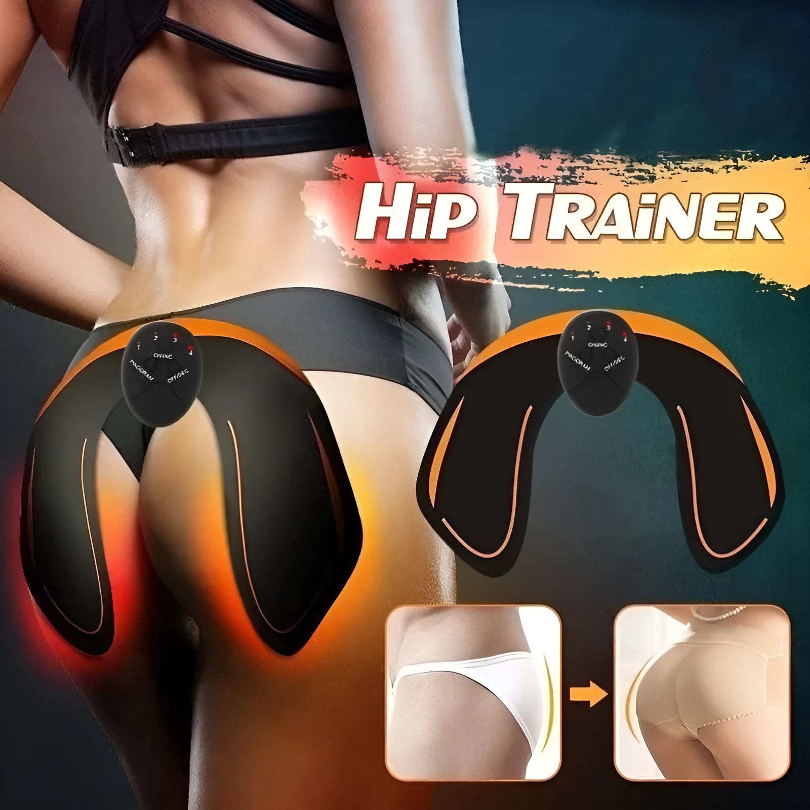 EMS hip muscle training stimulator with gel pads and remote controller for belly and buttock slimming