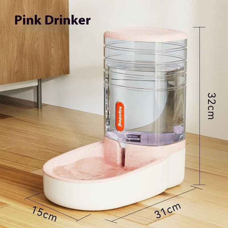 Blue automatic pet water fountain with 3.8-litre capacity for dogs and cats on a kitchen floor.