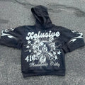 Personalised letter printing loose pullover in black, blue, orange, and pink polyester street hipster style