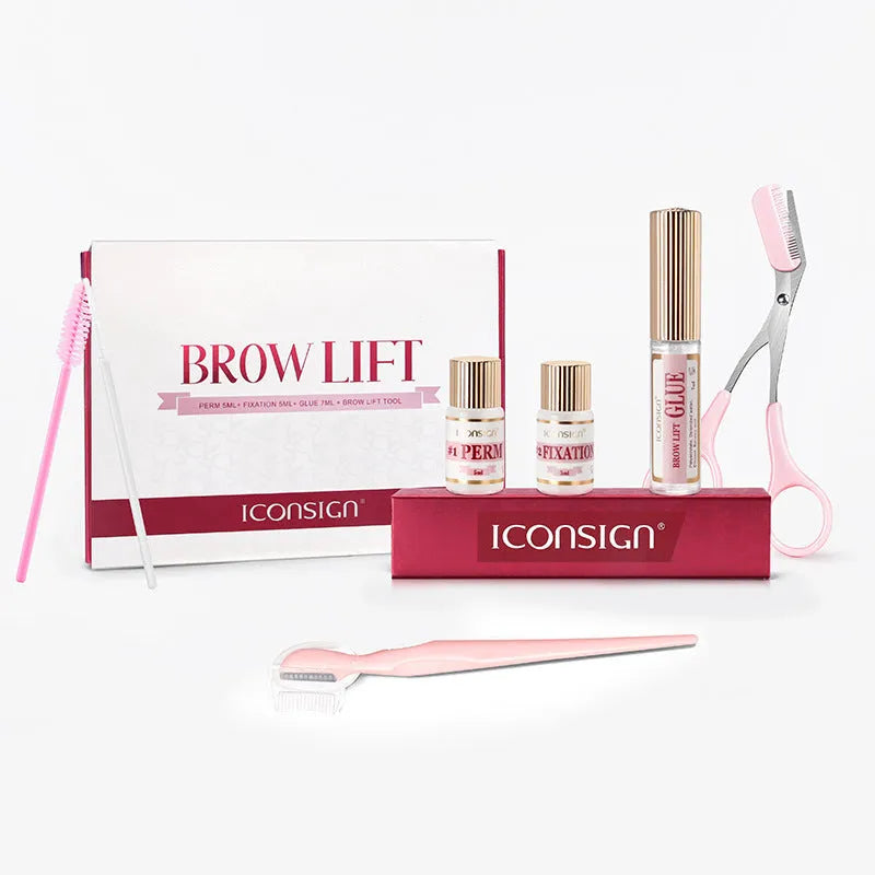 Pink eyebrow perm set with eyebrow scalding suit for home beauty treatment