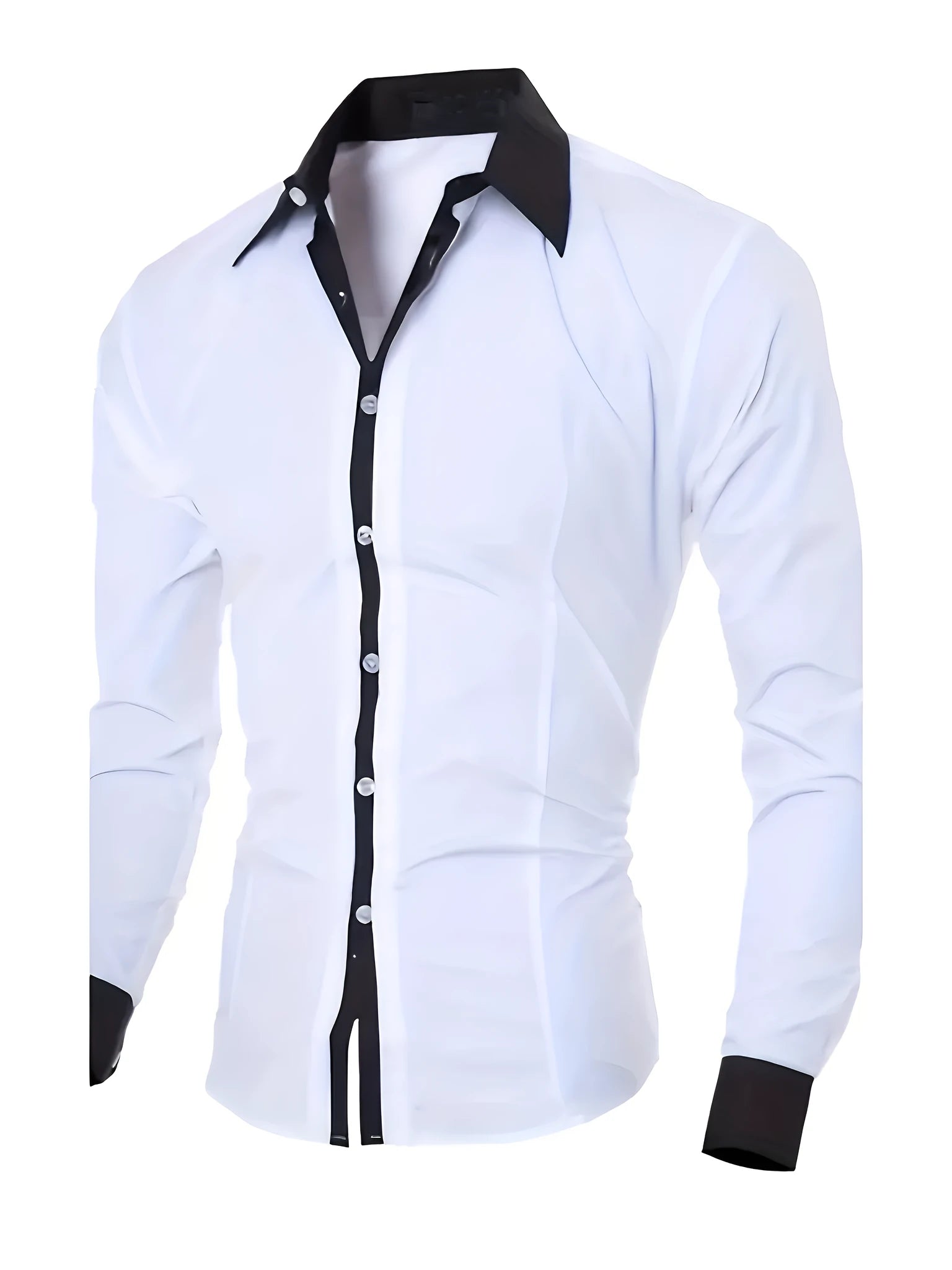 Men's long-sleeved colour-blocked shirt in white with contrasting colour panels on chest and sleeves