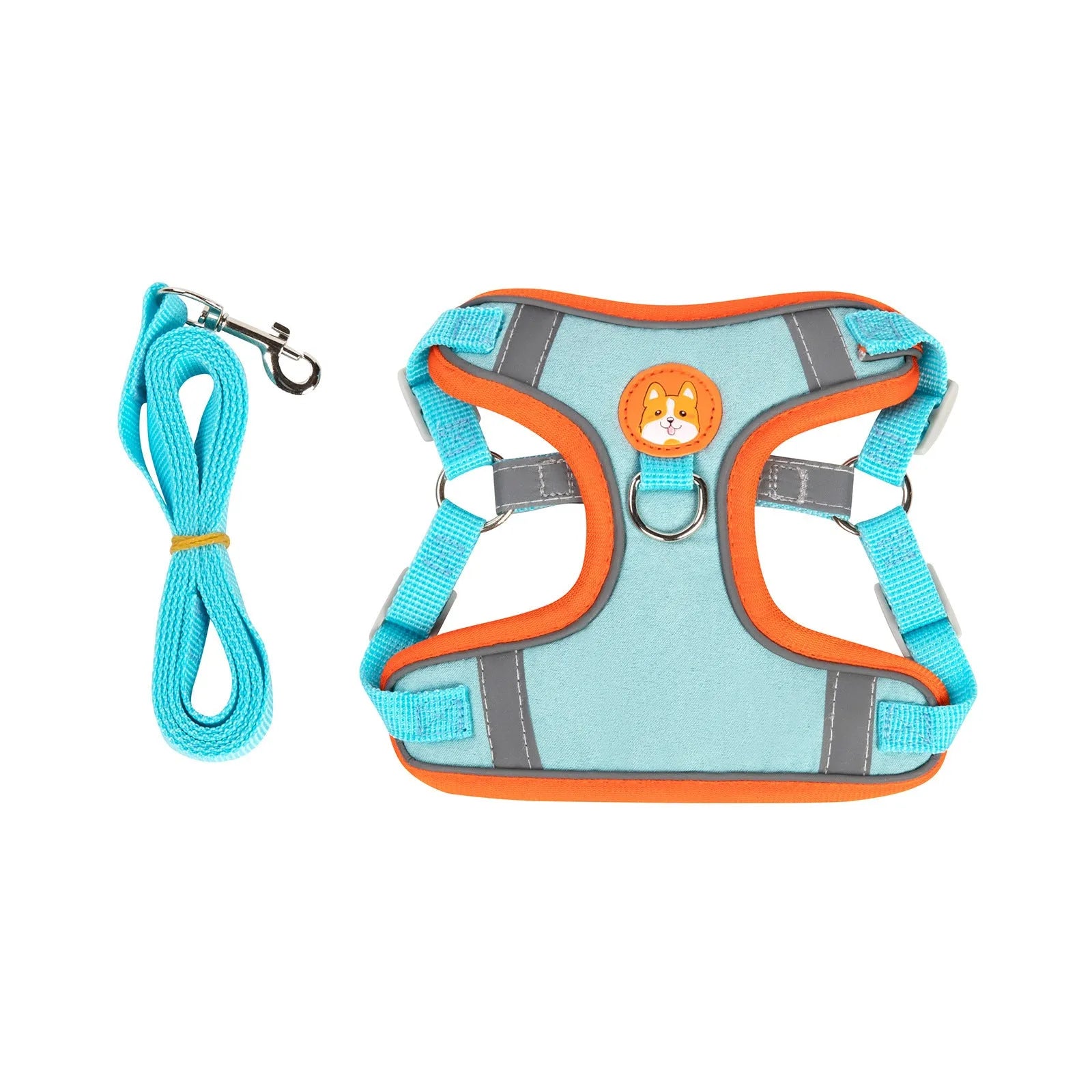 Adjustable anti-breaking loose vest dog harness with chest strap in multiple colours.