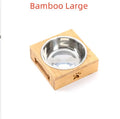Solid wood pet dining table with stainless steel double bowl raised feeding station for cats and small dogs