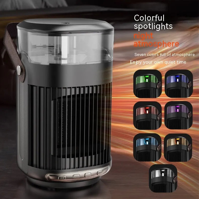 2 in 1 portable heater and humidifier black PTC 2000W desk size 24x13x13cm