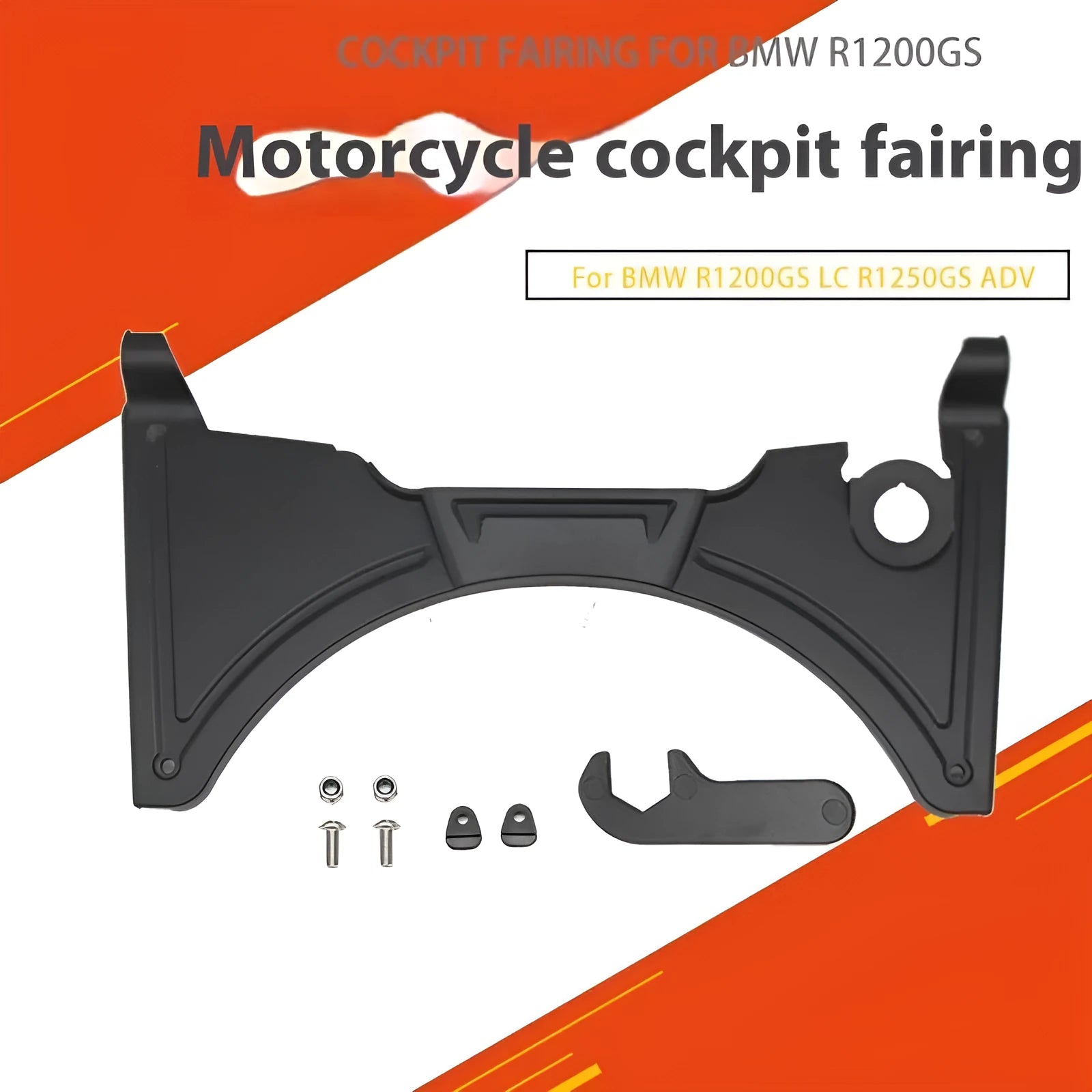 Black polycarbonate cockpit fairing panel for BMW R1250GS motorcycle modification