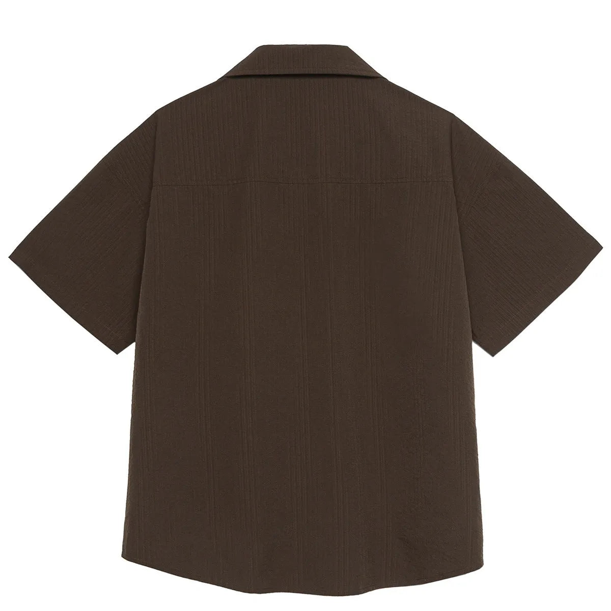Brown coffee colour striped men's Cuban collar shirt for outdoor camping activities