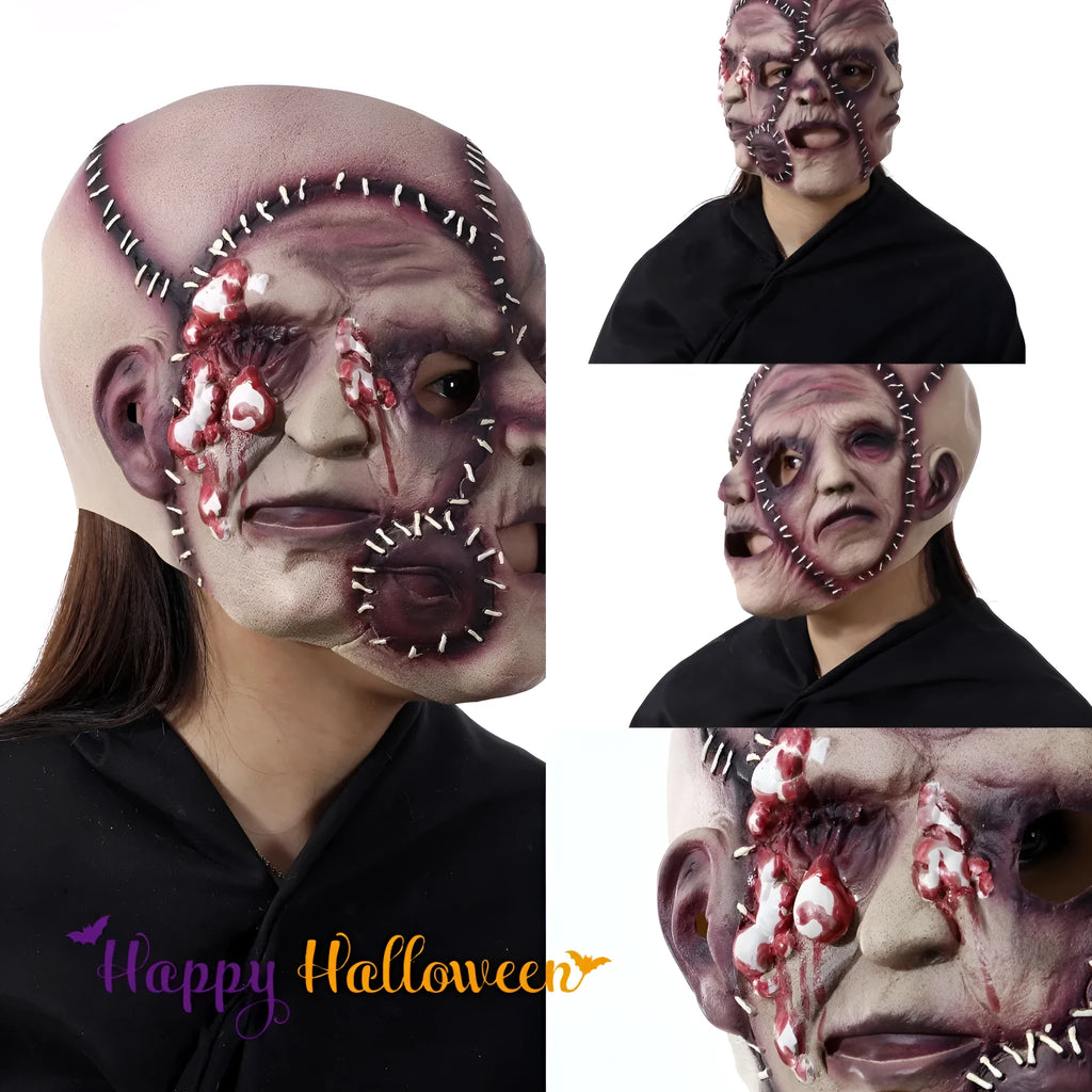 Three-sided grimace horror mask in natural latex for Halloween cosplay parties
