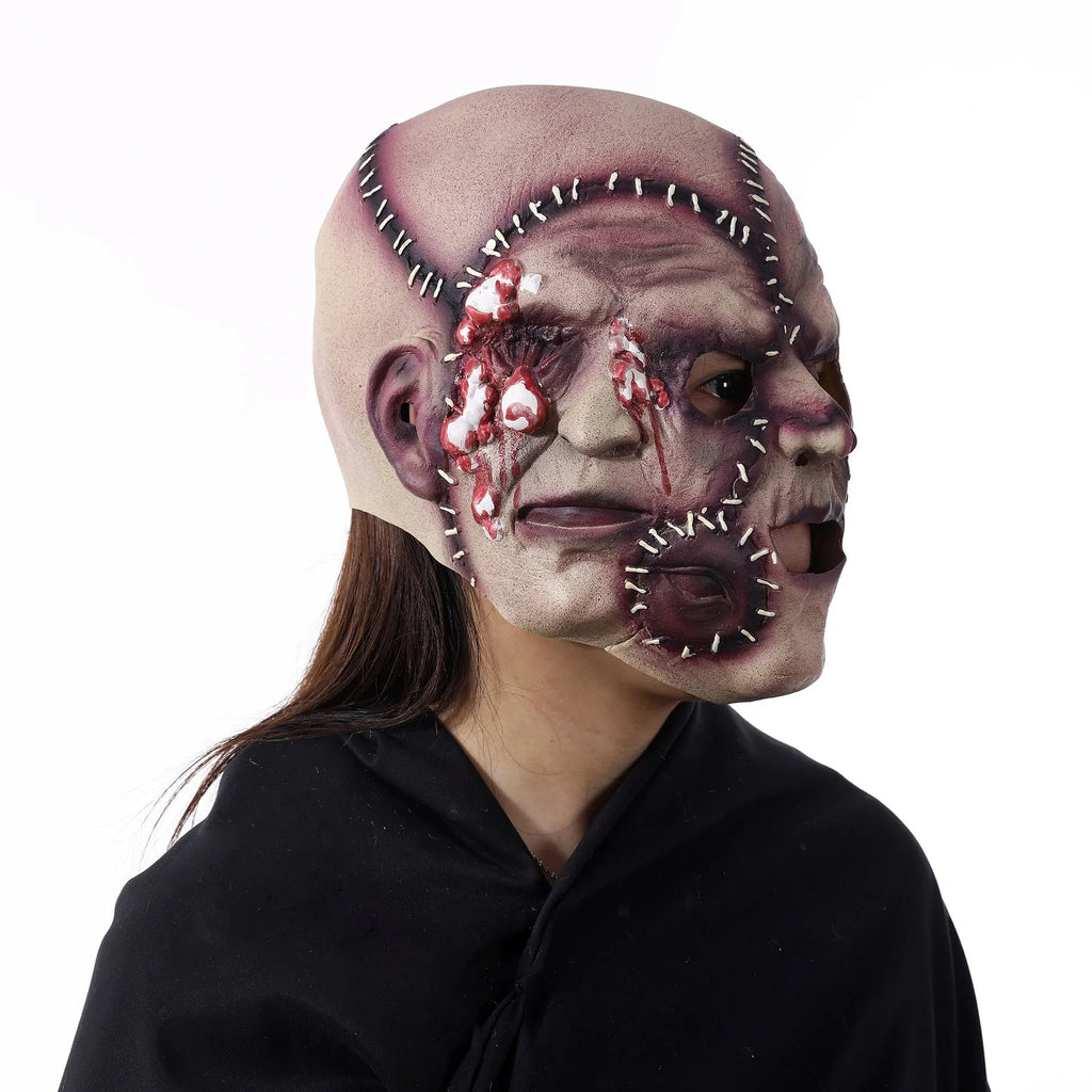 Three-sided grimace horror mask in natural latex for Halloween cosplay parties