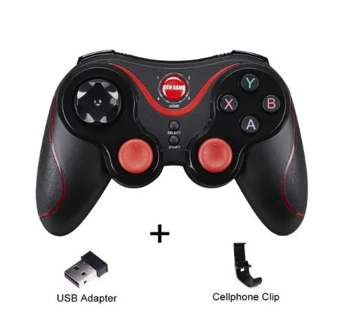 X3 Bluetooth wireless game controller for Android phones with optional mobile phone clip attachment