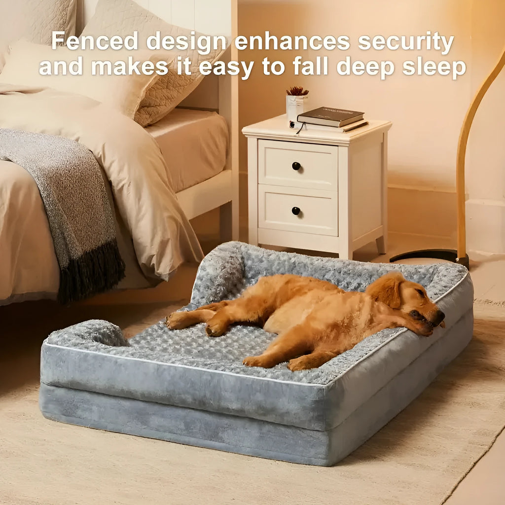 Waterproof fabric kennel mat for dogs in light gray, removable cover, size 91x69cm