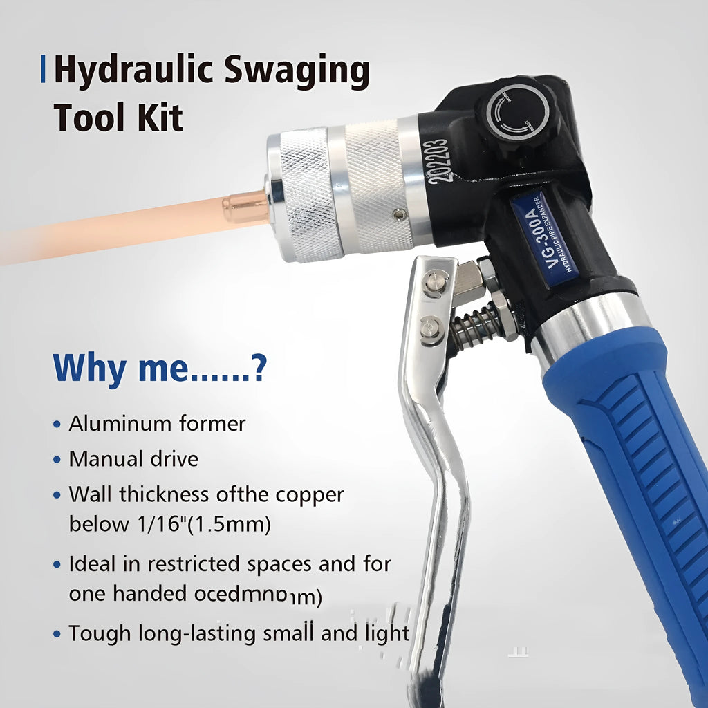 Hydraulic tube expander refrigeration tool with high-strength alloy steel construction in VG-300 style