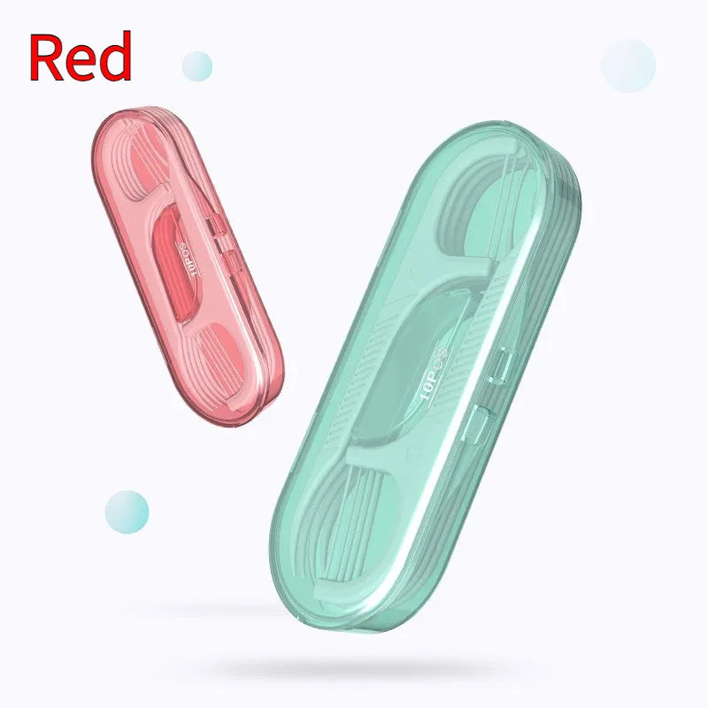 Individual single-pack dental floss pieces in plastic packaging bag for portable oral hygiene