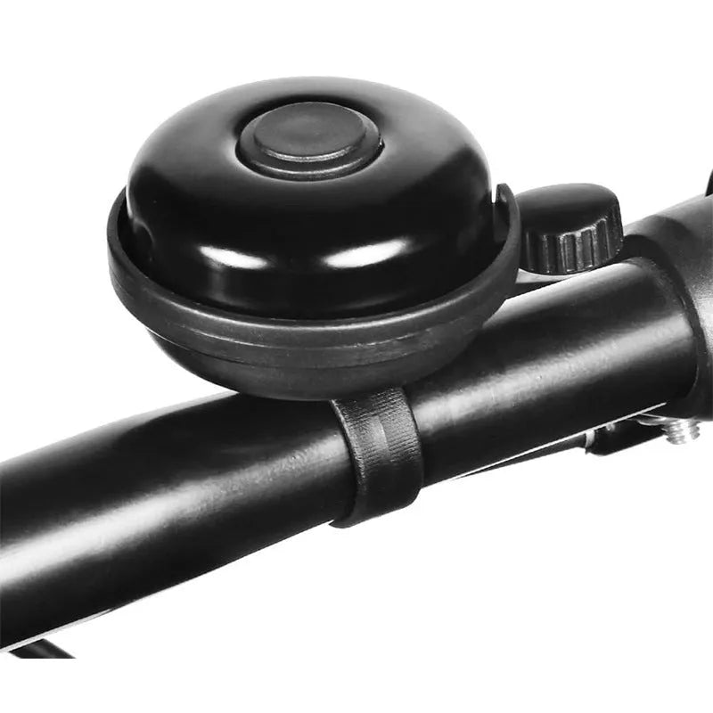 Black ABS bicycle flat bell 58mm diameter on handlebar