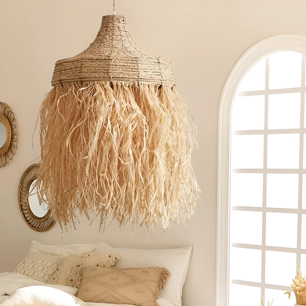 50cm diameter retro southeast Asian style pendant light woven from wild vetch and willow