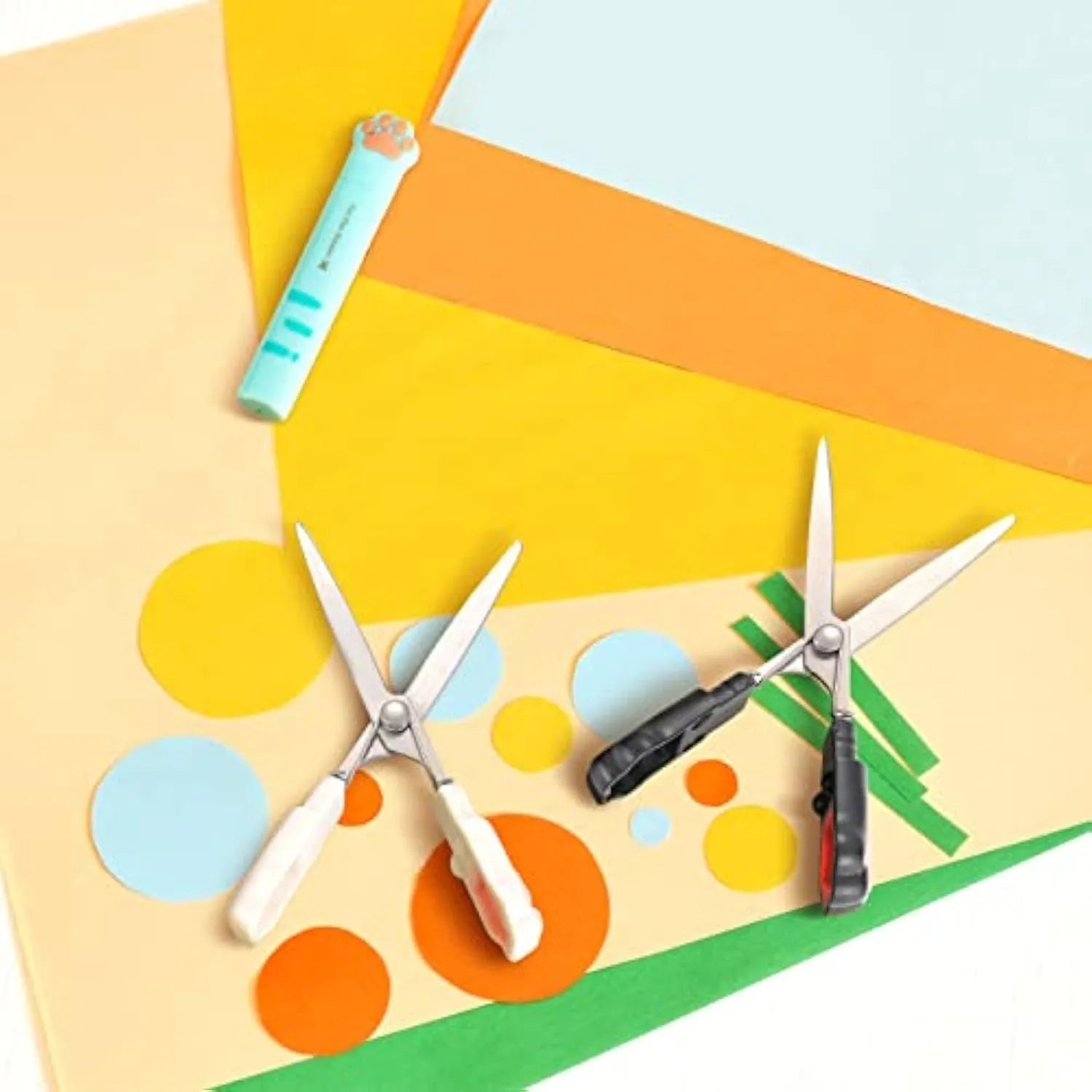 Cat paw mini folding scissors in four colours with stainless steel blades and decorative handles