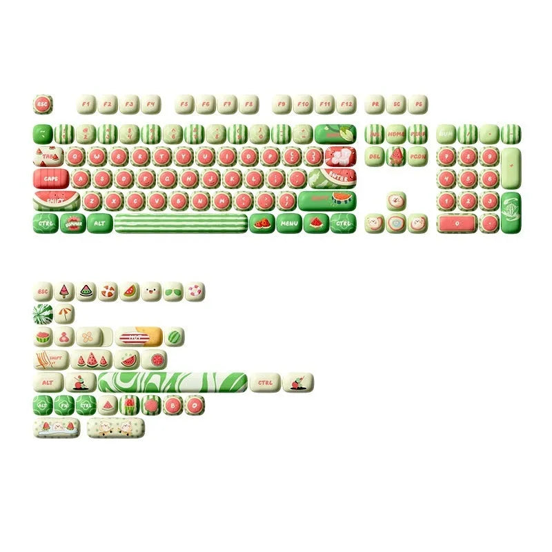 Watermelon theme mechanical keyboard key caps with blue colour and summer design on PBT plastic