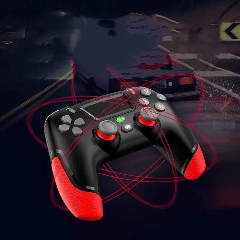 PS4 wireless Bluetooth gamepad in fruit green colour on a desk, with vibration and force feedback functions
