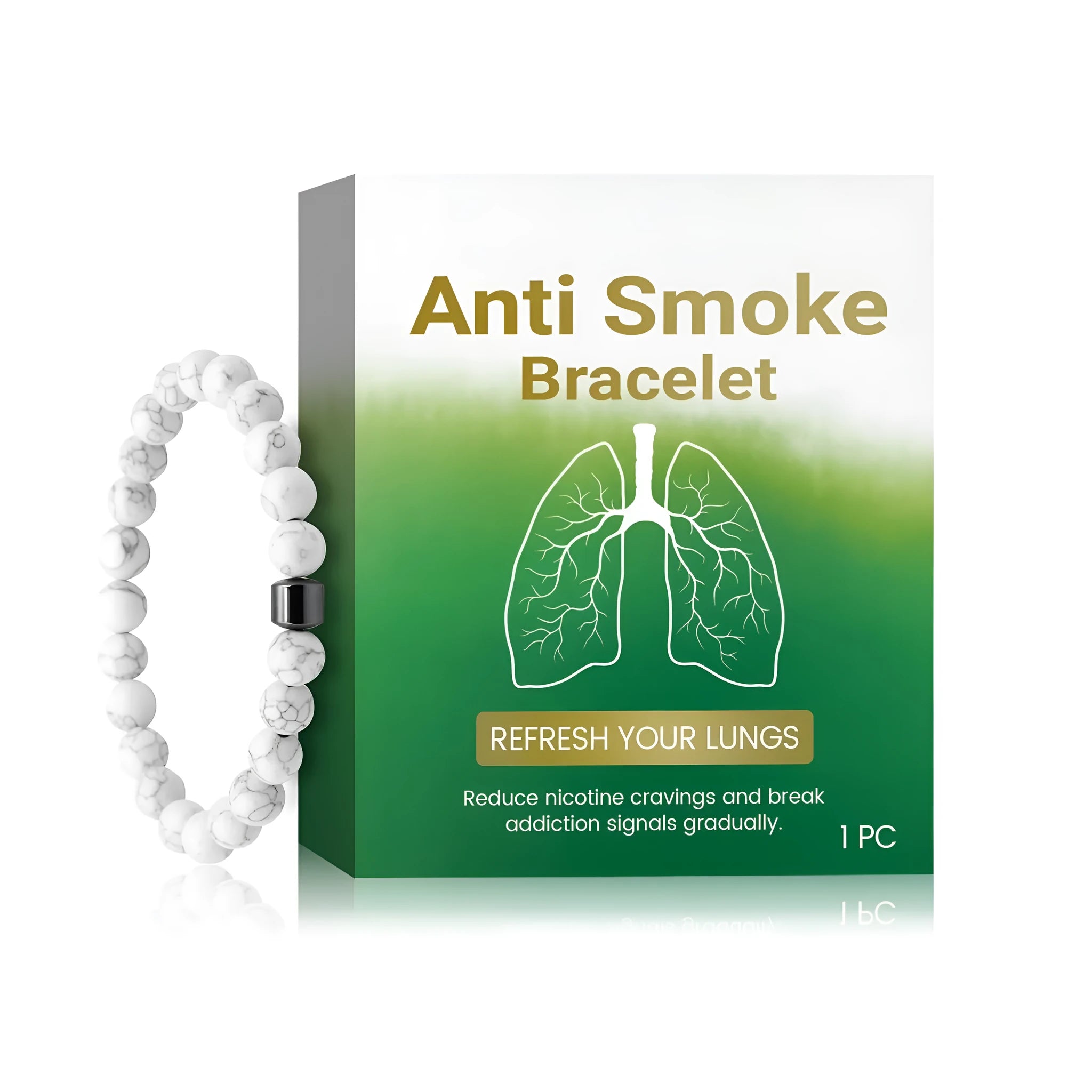 Adjustable women's bracelet made from blue-green synthetic turquoise for smoke prevention.