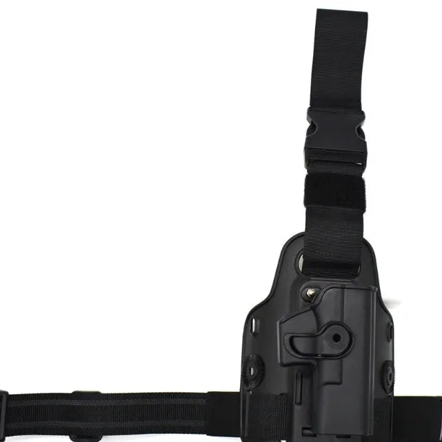Outdoor tactical quick draw plastic holster with leg and waist plate in green colour