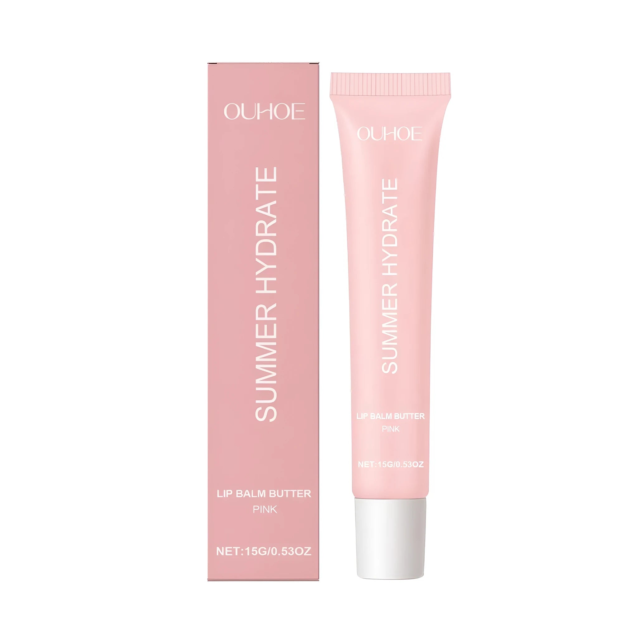 Pink shea butter lip balm stick for moisturising lip care