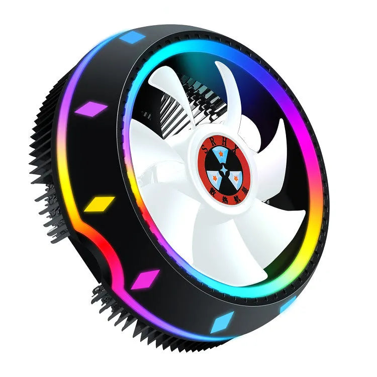 Silent RGB LED air CPU cooler with aluminium heatsink and two heat pipes for desktop computers