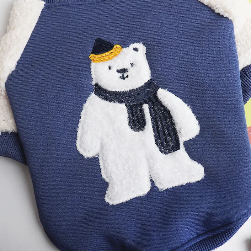 Dark blue fleece-lined thick winter pet coat for dogs, sizes L to 4XL