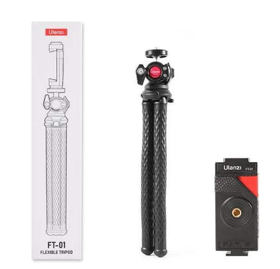 Black octopus style mobile phone tripod set with clip extended to 360mm length