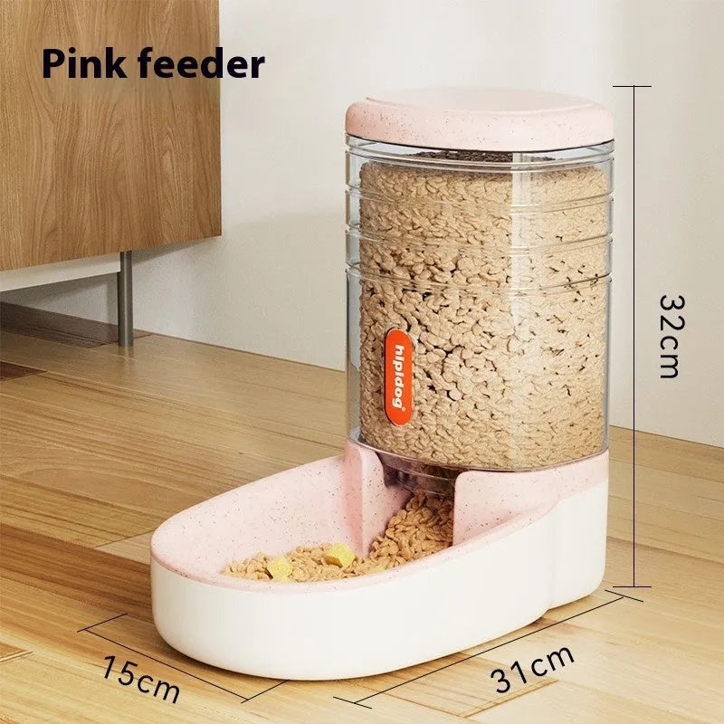 Blue automatic pet water fountain with 3.8-litre capacity for dogs and cats on a kitchen floor.
