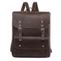Korean style retro backpack in soft PU leather showing ventilation features and available colour options