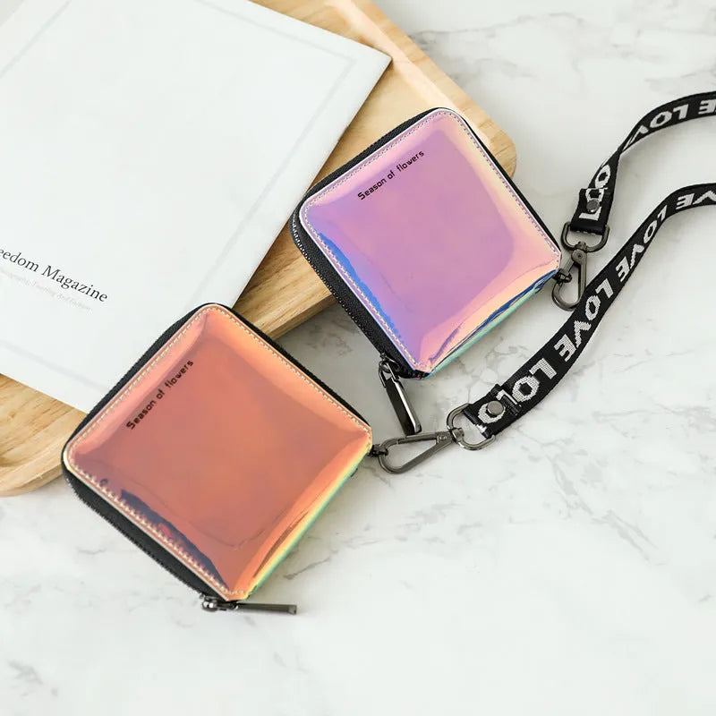 Korean style short folding women's wallet in three colour options with 11cm dimensions
