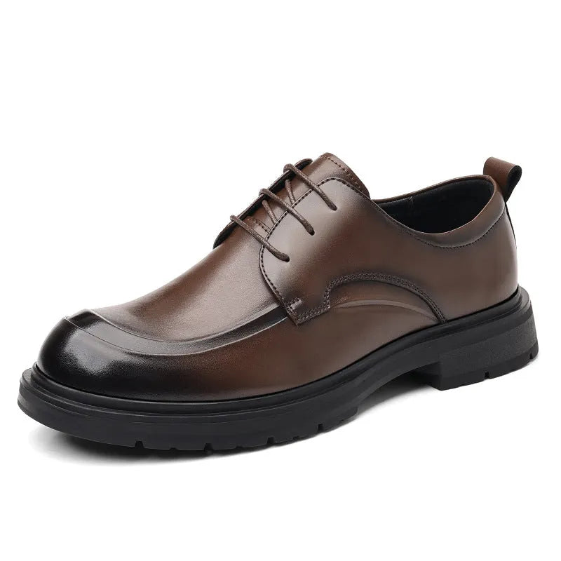 Men's hollow leather low-top business shoes in Four Seasons Black, plus sizes 38-46