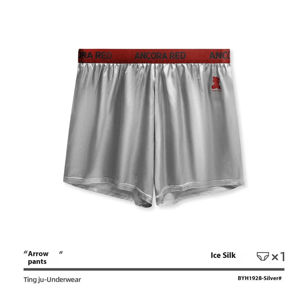 Men's solid colour boxer briefs in black, blue, red, silver, purple and brown showing mid-waist design