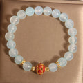 Blue agate crystal bracelet with colourful ball beads for women in Japanese Korean style