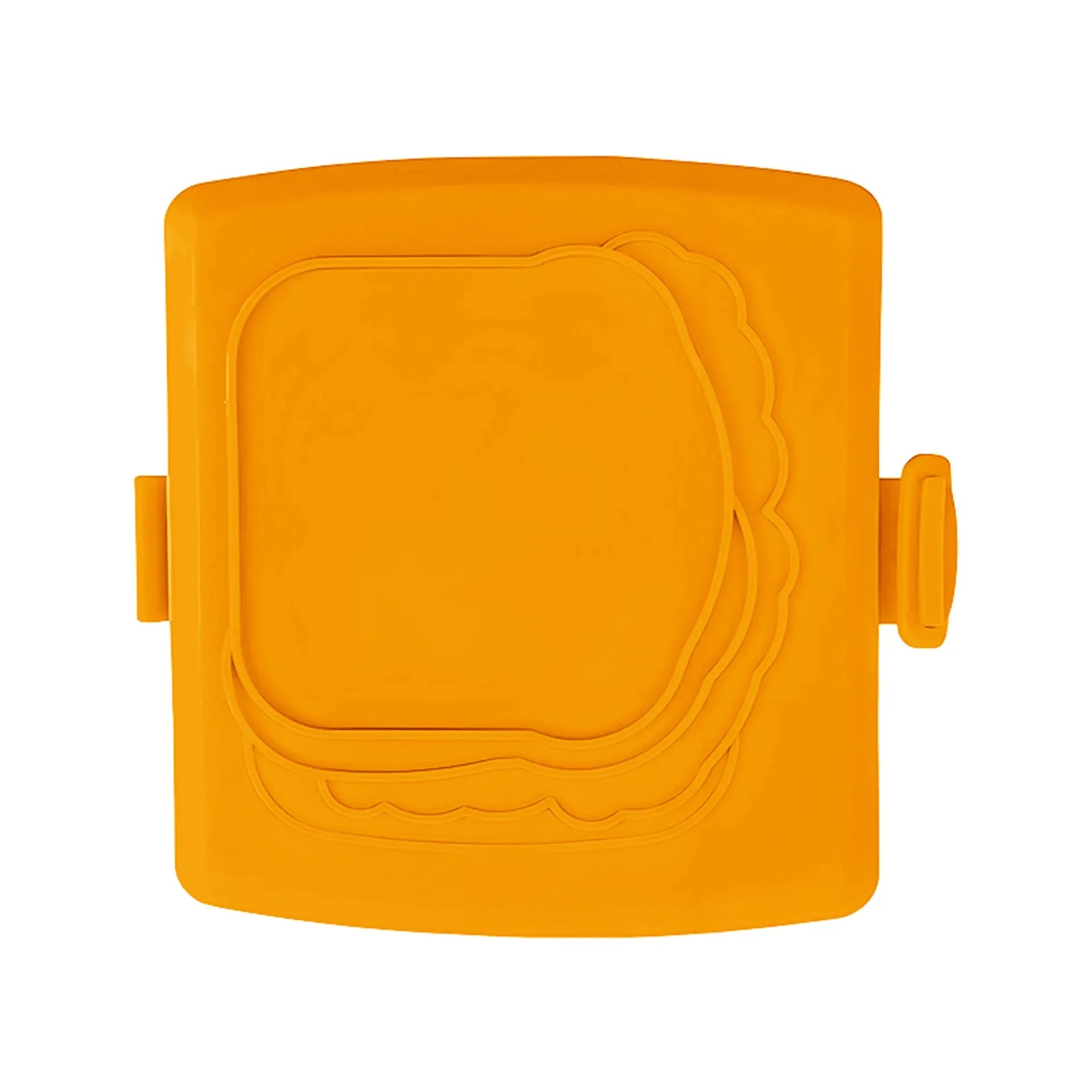 Red silicone baking tray with matching silicone heat-resistant gloves