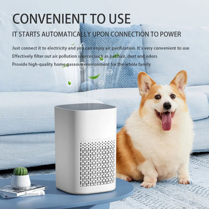 Simple style desktop air purifier and panel heating machine with USB power port.