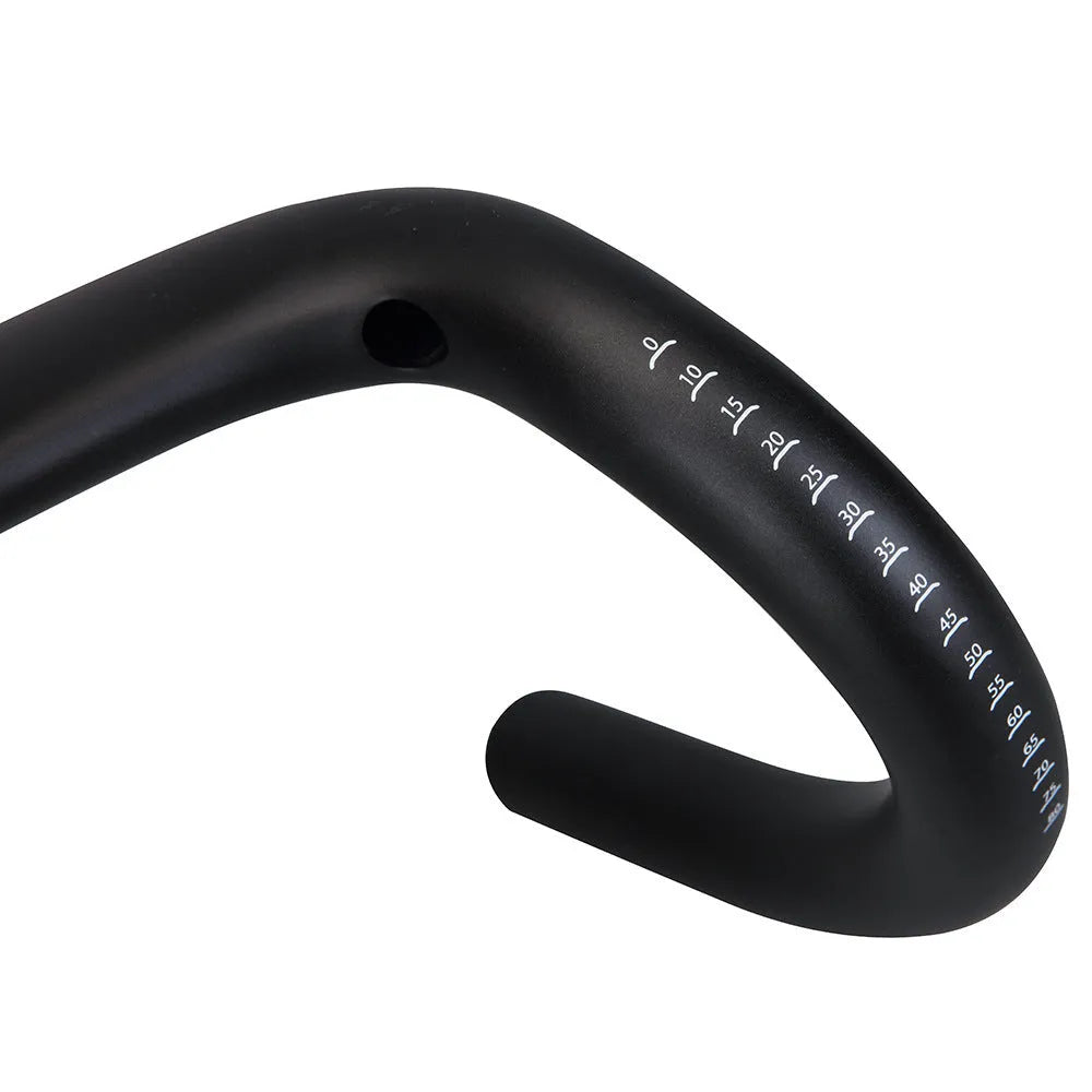Black carbon fibre large angle bent motorcycle handlebar with 31.8mm clamp and 125mm rise