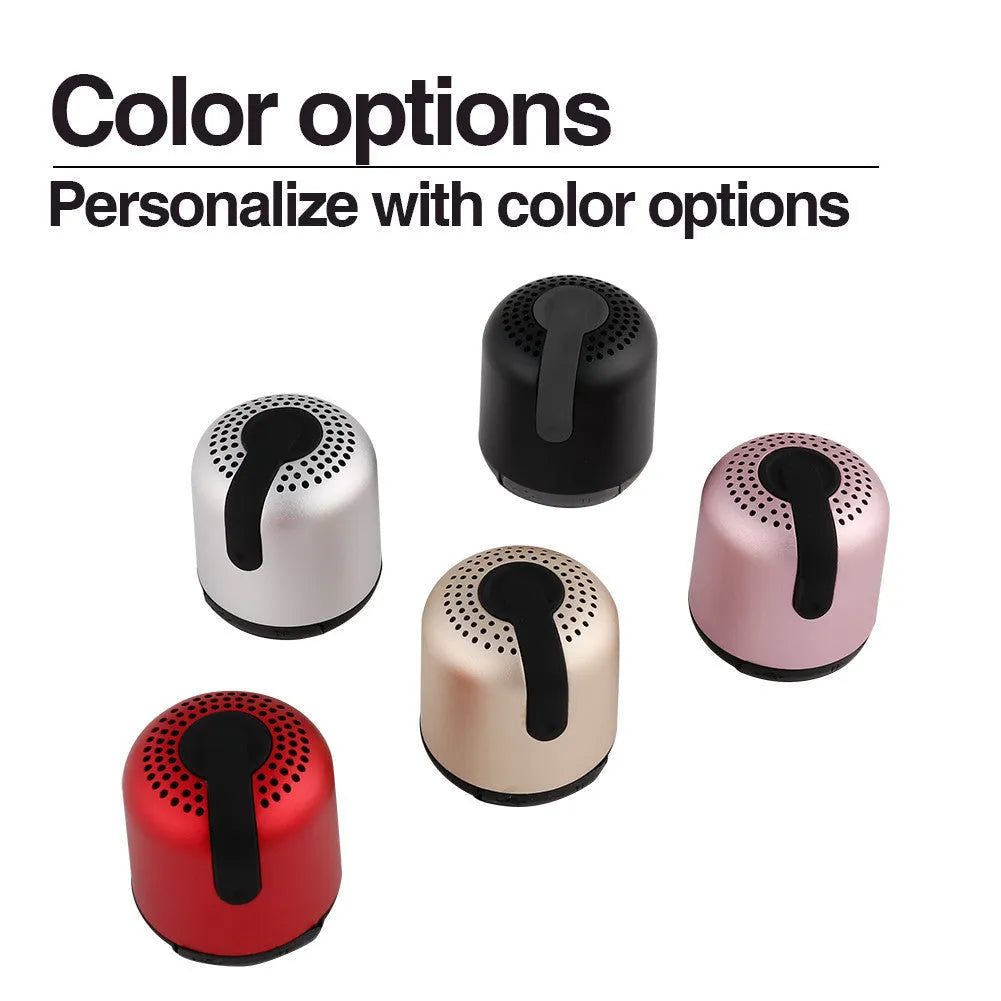 Hieha XQ11 cylindrical portable Bluetooth speaker in black, gold, pink, red, or silver colour.