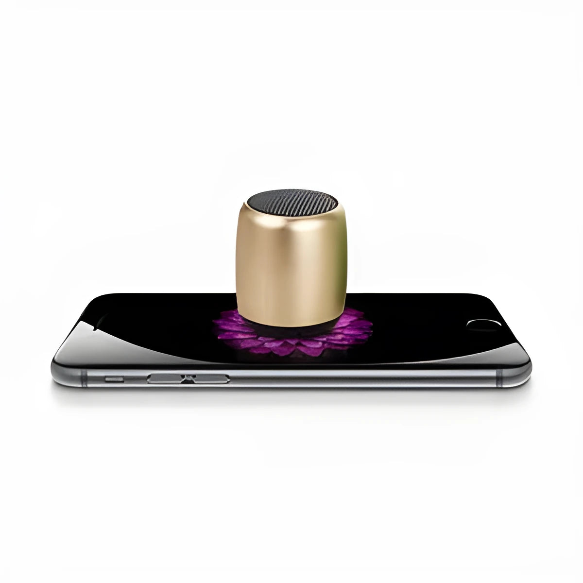 Portable mini Bluetooth speaker in black, blue, gold, or pink colour options