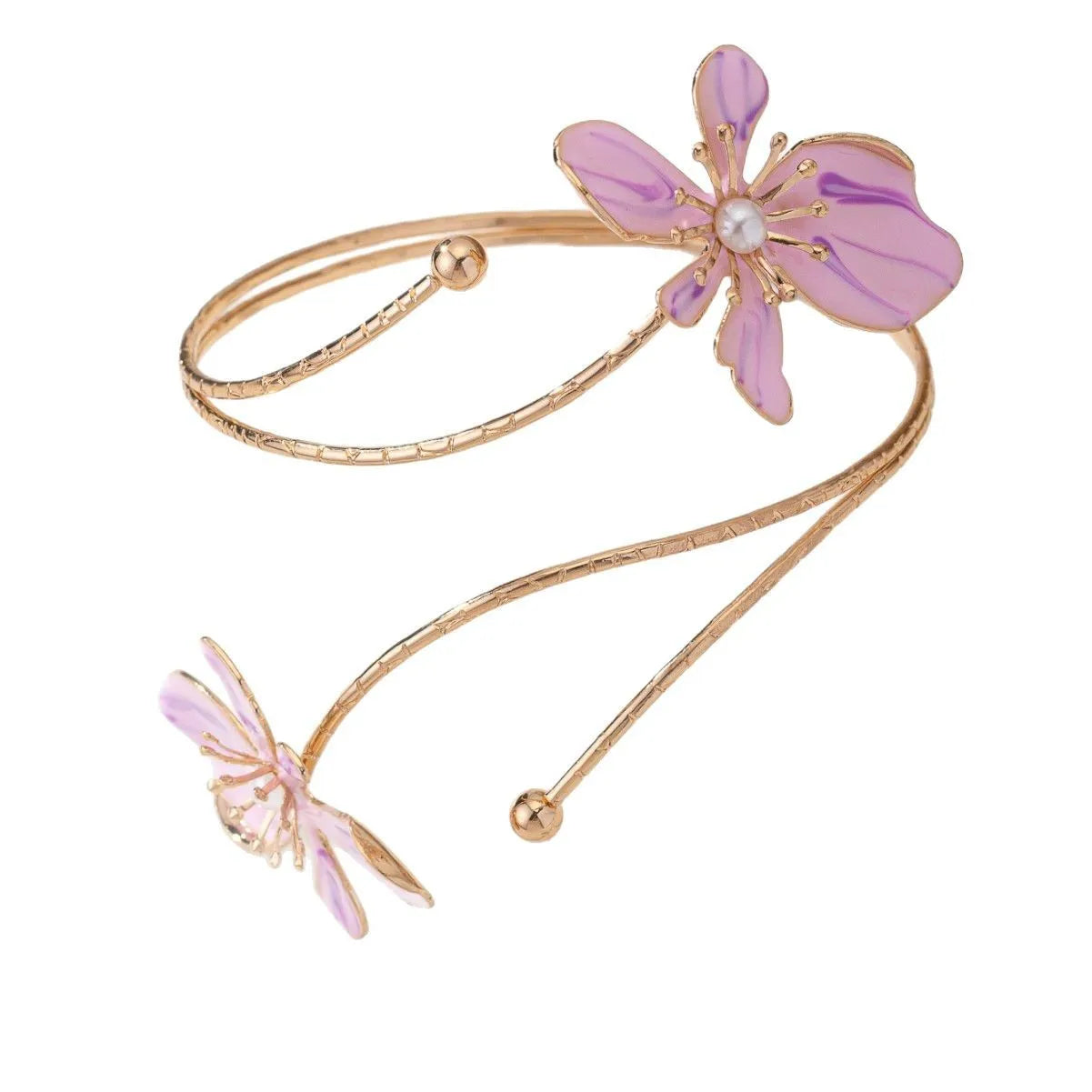 Pink alloy armband with hollow line pattern, decorative fashion bracelet
