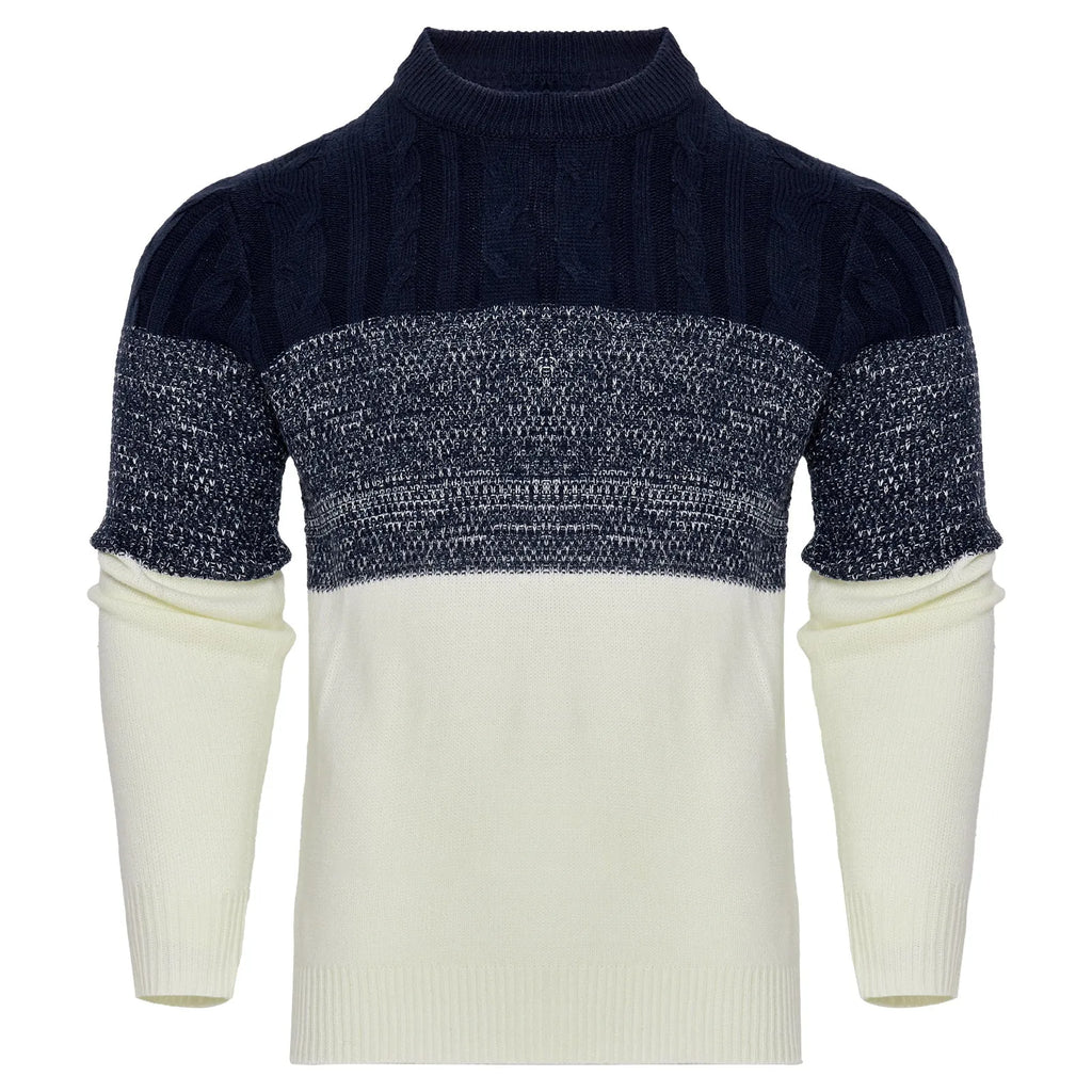 Men's soft cotton-blend knitted sweater with crew neck and long sleeves