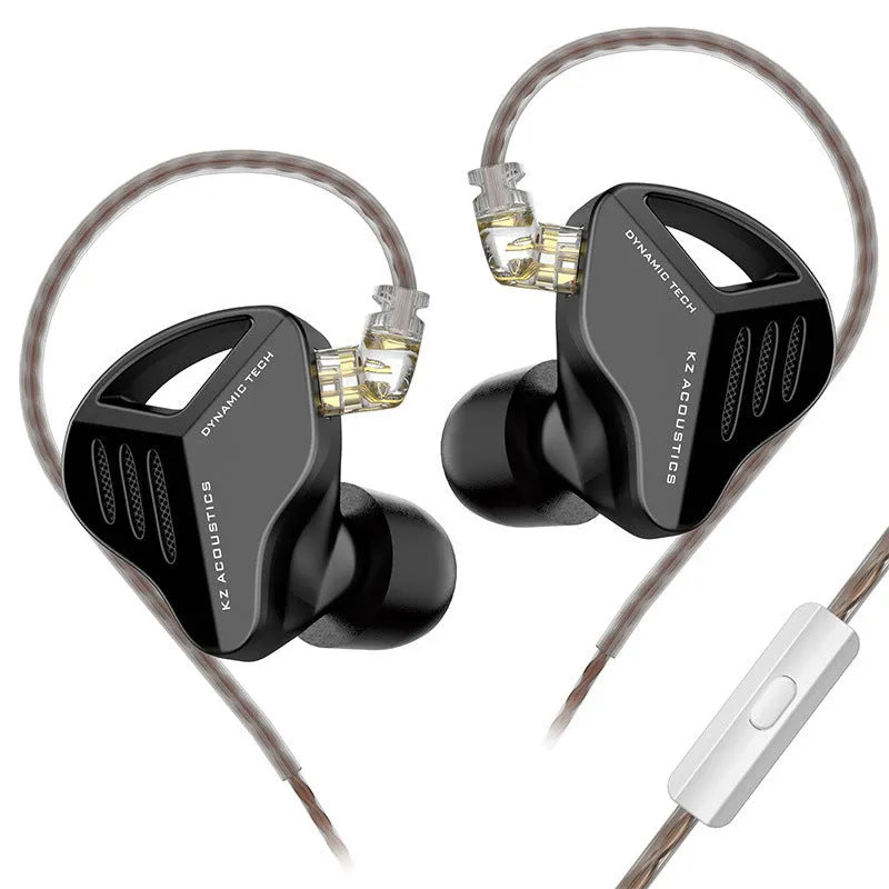 KZ ZAX in-ear headphones with hybrid ring iron driver, L-bend 3.5mm plug, and 1.25m cable