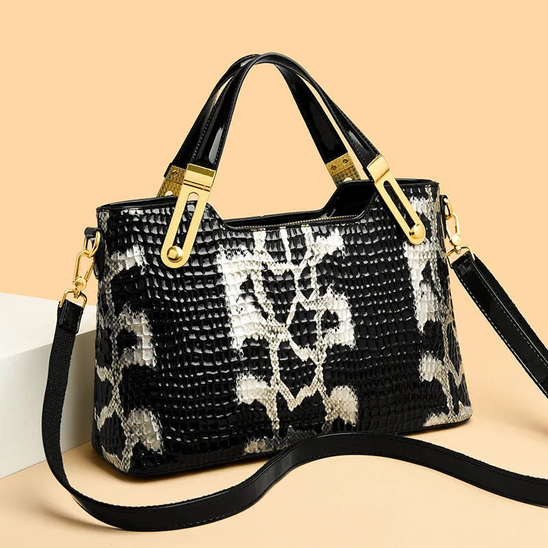 PU messenger bag with chain detail, horizontal square shape, available in black and white, retro European American style