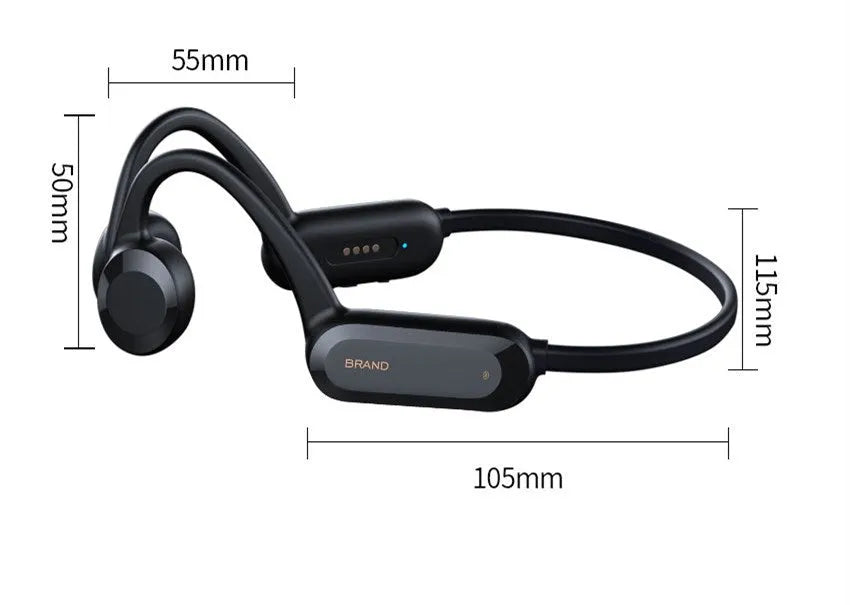 IPX8 bone conduction swimming headset with Bluetooth 5.0 in black, side view
