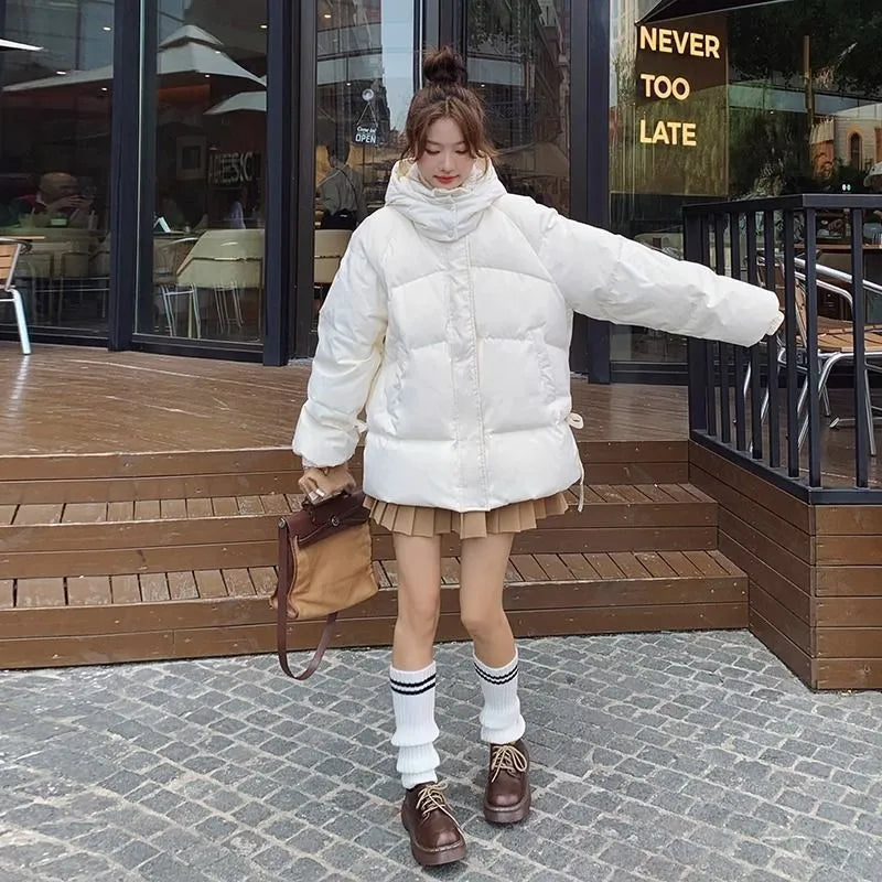 Women's loose cotton-padded jacket with princess sleeves, size S-4XL, colour option Milky White and Black