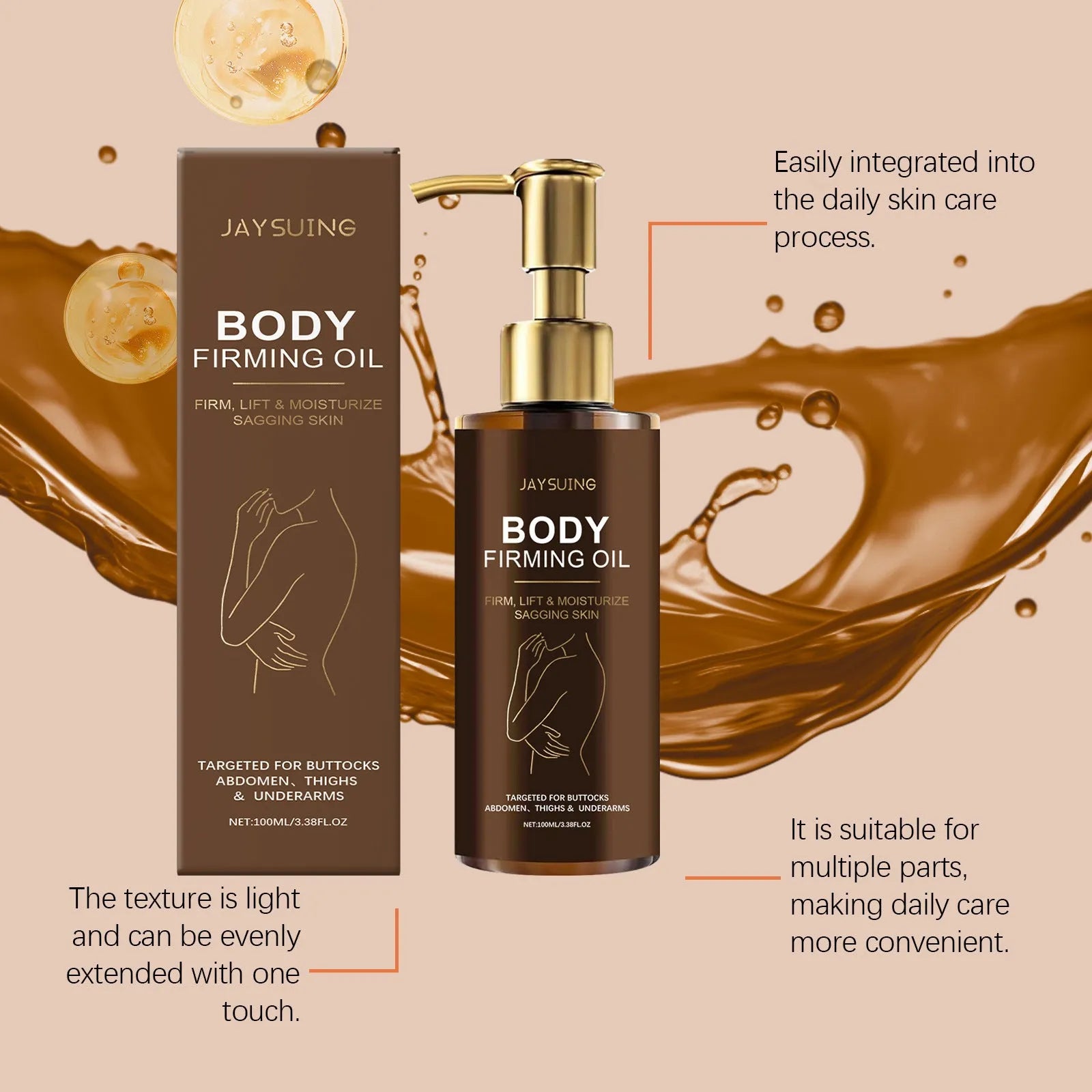 Nourishing and firming body oil 100ml bottle with Coffee Seed Oil and Hyaluronic Acid