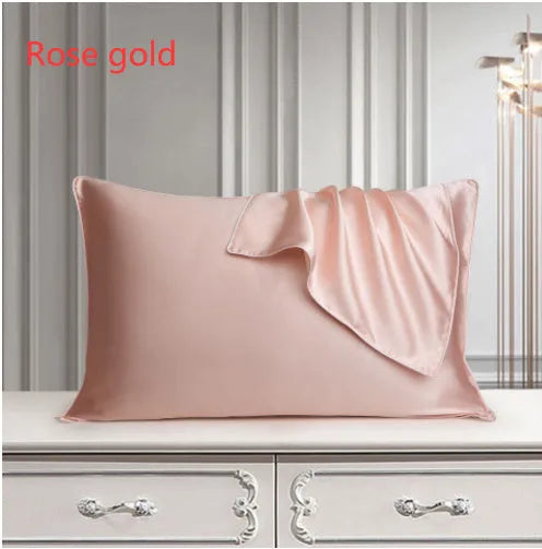 100% mulberry silk pillowcase 48x74cm palace luxury style with inlaid rope edge in champagne gold