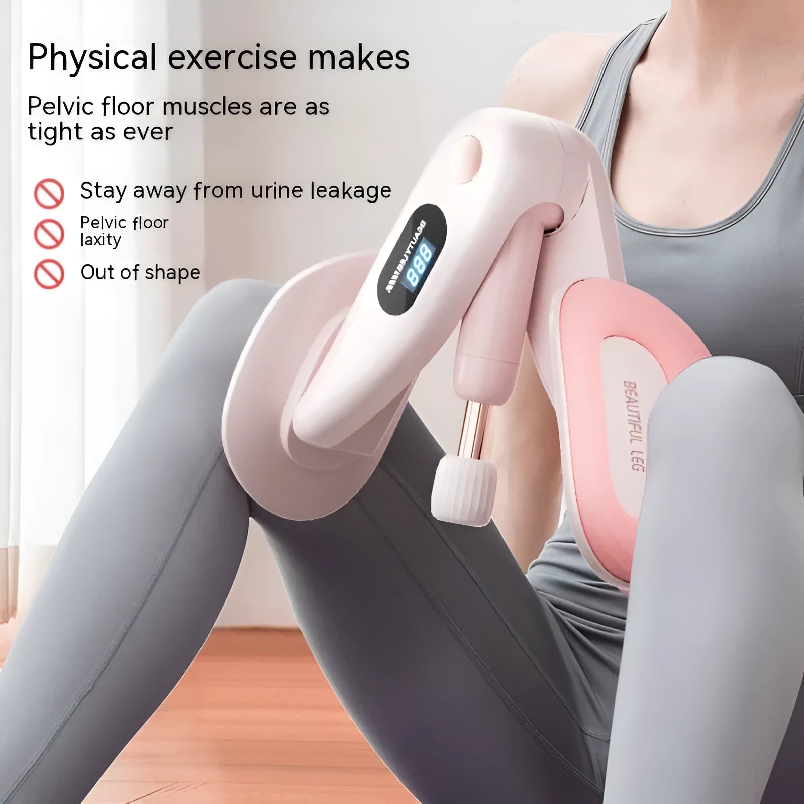 Grey pelvic floor muscle trainer with built-in counter display for rehabilitation exercises